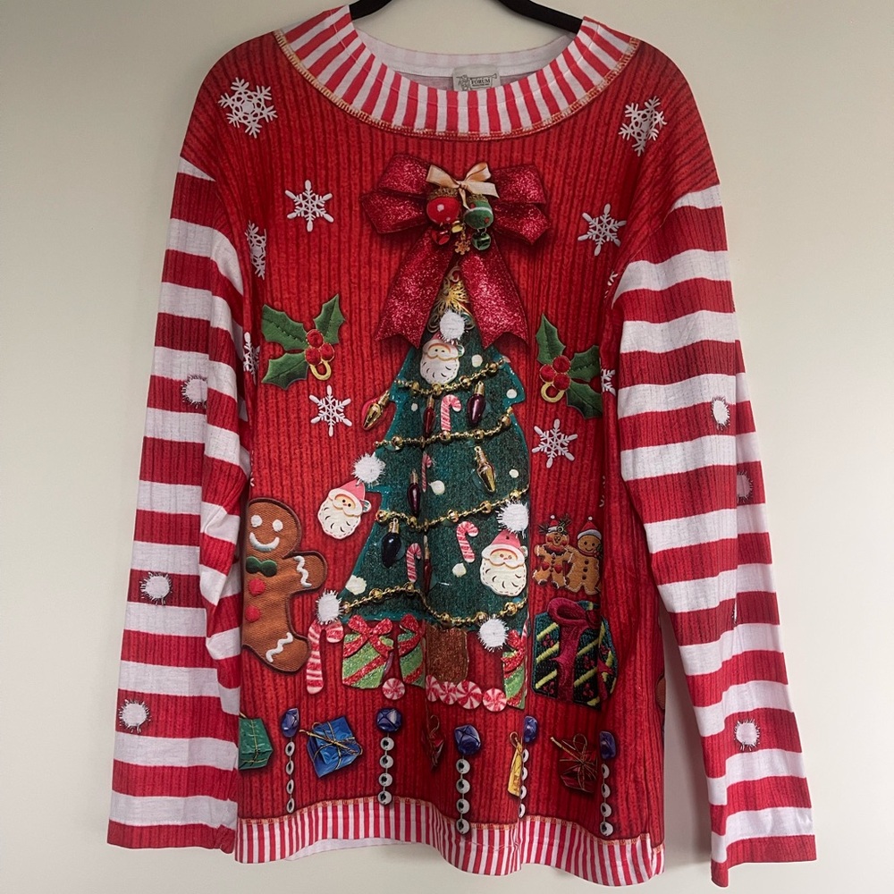 Festive Red Christmas Tree Women's Sweater
